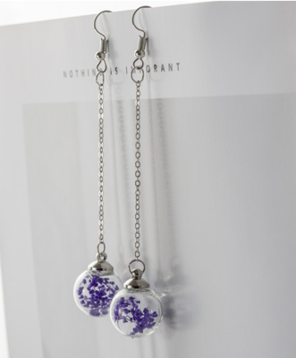Paarse Gedroogde Bloemen Hanger Oorbellen - Sieraden - Spiritueelboek.nl