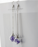 Paarse Gedroogde Bloemen Hanger Oorbellen - Sieraden - Spiritueelboek.nl
