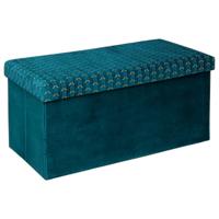 Atmosphera Poef/krukje/hocker Royal - Opvouwbare opslag box - fluweel Smaragd groen - 76 x 38 x 38 cm   -