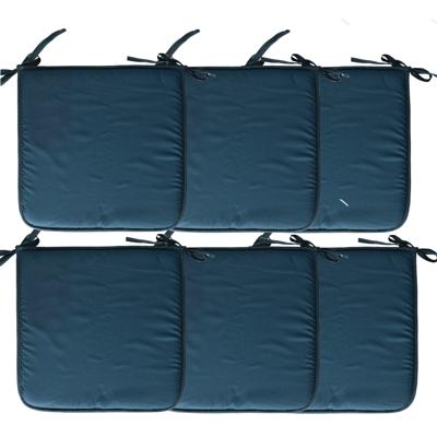 Stof Textile Home stoelkussens - 6x - petrol petrol blauw - 38 x 38 x 3 cm - voor binnen - vierkant
