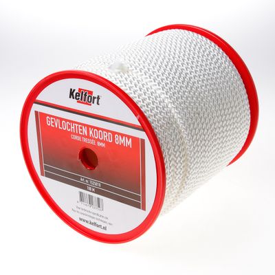 Nylonkoord wit gevl. 8mm