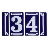 Best for Boots huisnummer 34 - met sierrand - Oudhollands - emaille - blauw/wit