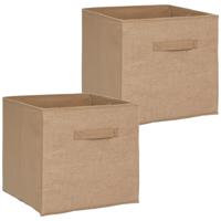 5Five Opbergmand/kastmand - Set van 2x stuks - 29 liter - bruin/naturel jute - 31 x 31 x 31 cm