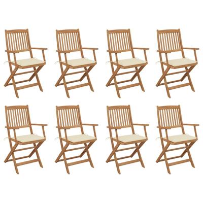 Tuinstoelen 8 st inklapbaar met kussens massief acaciahout