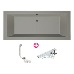 Ligbad Xenz Society | Inbouw | 190x80 cm | Incl.Badafvoer | Met overloop | Acryl | Cement mat