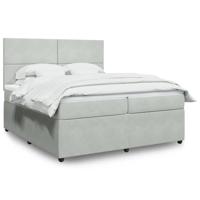 Boxspring met matras fluweel lichtgrijs 200x200 cm