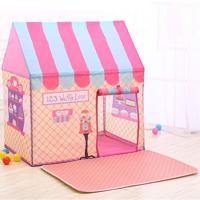 Huishoudelijke kinderen afdrukken spelen tent kleine game huis met mat (roze)