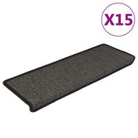 VidaXL Trapmatten zelfklevend 15st sisal-look 65x21x4cm antracietkleur