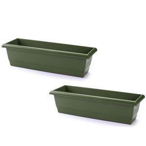 2x stuks plantenbak groen rechthoekig 60 x 20 x 16 cm