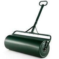 Graswals Metaal 113 L Handroller met Handvat Tuinwals Ø 40 cm Vulbaar met Water/Zand Zware Trommel Graswals Trommel
