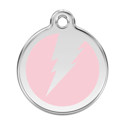 Flash Pink roestvrijstalen hondenpenning large/groot dia. 3,8 cm - Reddingo