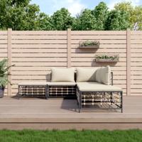 5-delige Loungeset met kussens poly rattan antracietkleurig