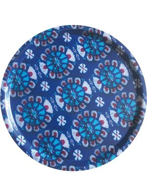 Les-Ottomans plateau Ikat en bois - Bleu