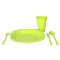 PlasticForte Servies set - 31-delig - groen - kunststof - herbruikbaar - BPA-vrij - picknick servies