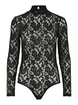 Pieces Kanten body lange mouw - Zwart