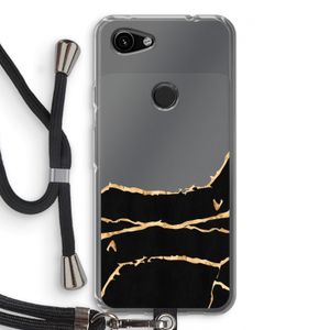 Gouden marmer: Pixel 3a Transparant Hoesje met koord