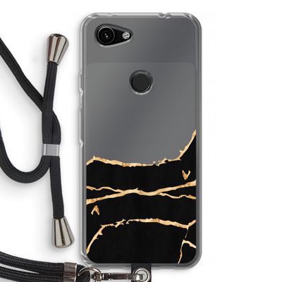 Gouden marmer: Pixel 3a Transparant Hoesje met koord