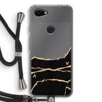 Gouden marmer: Pixel 3a Transparant Hoesje met koord