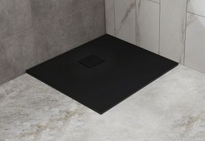 Saniclear Naxos SMC douchebak stone-look 90x90cm zwart mat