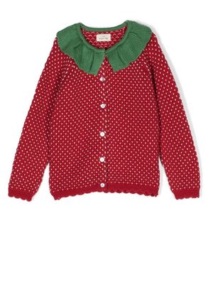 Konges Sløjd cardigan à motif Strawberry en intarsia - Rouge