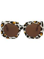 Marni Eyewear leopard-print oversize-frame sunglasses - Blanc - thumbnail