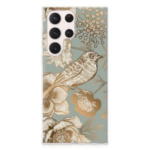 TPU Case voor Samsung Galaxy S23 Ultra Vintage Bird Flowers