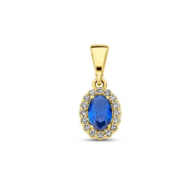 14K Geelgouden Hanger met September Geboortesteen Zirkonia - 16mm