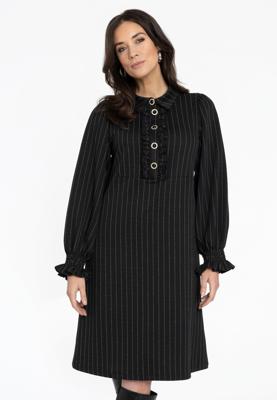 Yoek Jurk met volants PINSTRIPE | Zwart | Maat 54/56