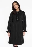 Yoek Jurk met volants PINSTRIPE | Zwart | Maat 50/52