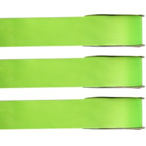 3x Hobby/decoratie lime groen satijnen sierlinten 1,5 cm/15 mm x 25 meter