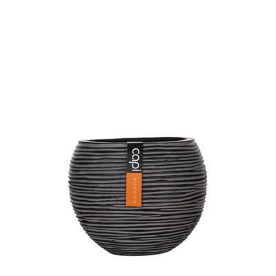 Vaas bol Rib 29x25 Zwart - Capi europe