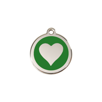 Heart Green roestvrijstalen hondenpenning small/klein dia. 2 cm - Reddingo