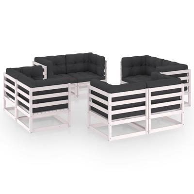 8-delige Loungeset met kussens massief grenenhout