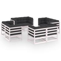 8-delige Loungeset met kussens massief grenenhout