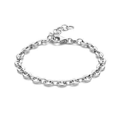 Armband Koffieboonschakel zilver 5 mm 16-19 cm