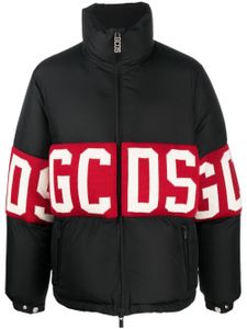 GCDS doudoune à logo en maille intarsia - Noir