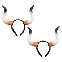 Verkleed diadeem met stieren/koeien hoorns - Set van 4x stuks - Carnaval verkleedkleding accessoires