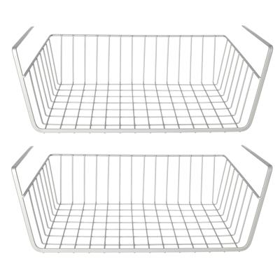 Opberg/opruim hangmandje - 4x - 25 x 40 x 14 cm - Kastmandje - zilver - kledingkast