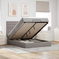 Ottoman bed met matras en LED's 140x200cm stof taupe