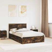Bedframe met hoofdeinde Gerookt eiken 120 x 190 cm Bewerkt hout