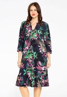 Yoek Jurk met volants TROPIC DOTS | Blauw | Maat 54/56 Yoek Jurk met volants TROPIC DOTS | Blauw | Maat 54/56