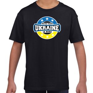 Have fear Ukraine is here / Oekraine supporter t-shirt zwart voor kids