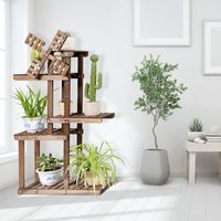 5 Tier Plantenrek Houten Windmolen Bloemenrek 60 x 25 x 97 cm Bruin