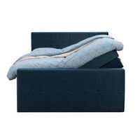 Boxspring met opbergruimte en voetbord Liv geblokt - blauw - 160x200cm - Leen Bakker