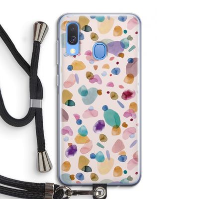 Terrazzo Memphis Pink: Samsung Galaxy A40 Transparant Hoesje met koord