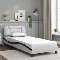 Bedframe zonder matras "Hvar" kunstleer wit en zwart 80x200 cm