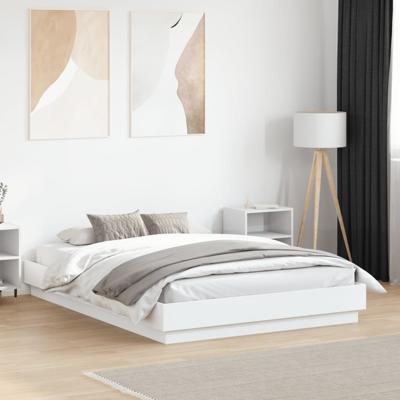 Bedframe bewerkt hout wit 135x190 cm