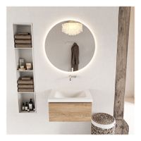 Mondiaz Bukla 60cm badmeubel kleur washed oak met 1 lade wastafel midden zonder kraangat kleur talc