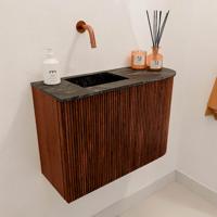Toiletmeubel Mondiaz Joya Dlux | 61.6 cm | Meubelkleur Ruby | Faye wastafel Lava Wasbak Links | Zonder kraangat(en)