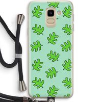 Groene blaadjes: Samsung Galaxy J6 (2018) Transparant Hoesje met koord